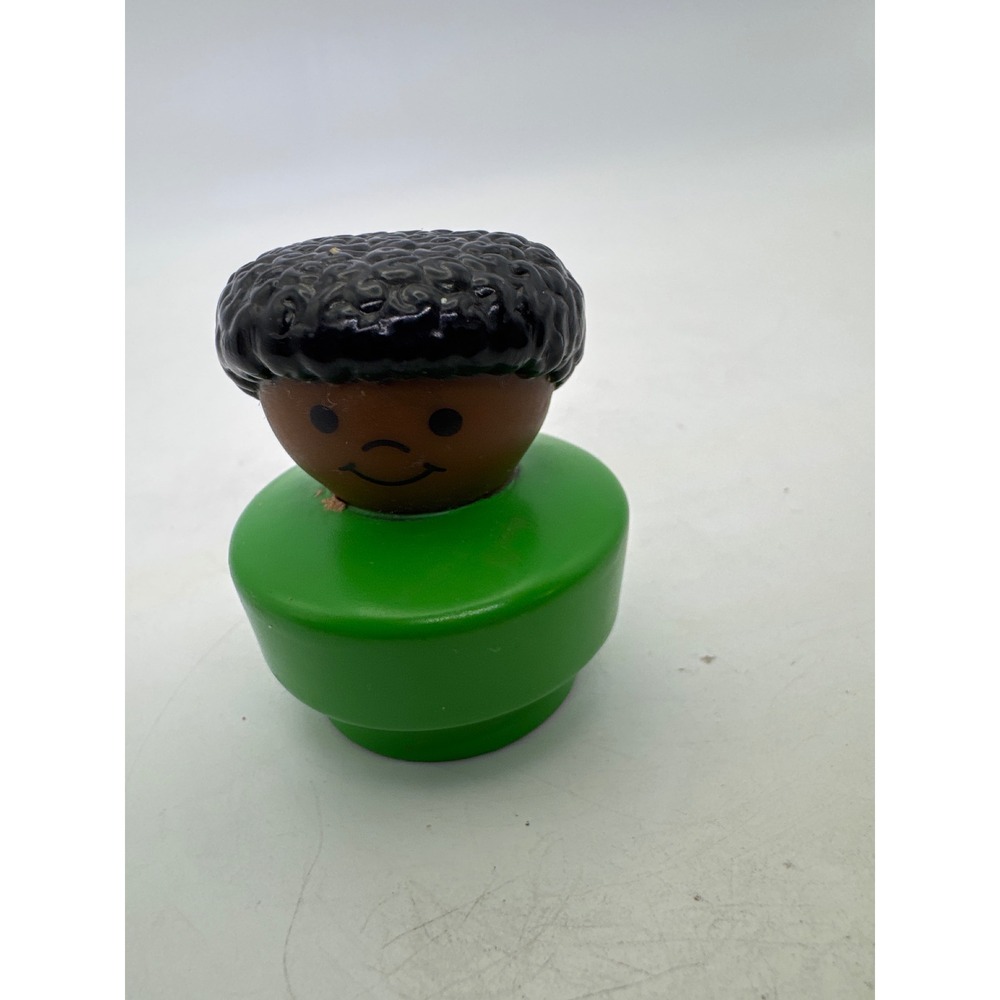 Fisher Price Little People Boy Green Brown Afro Hair Toy Figure